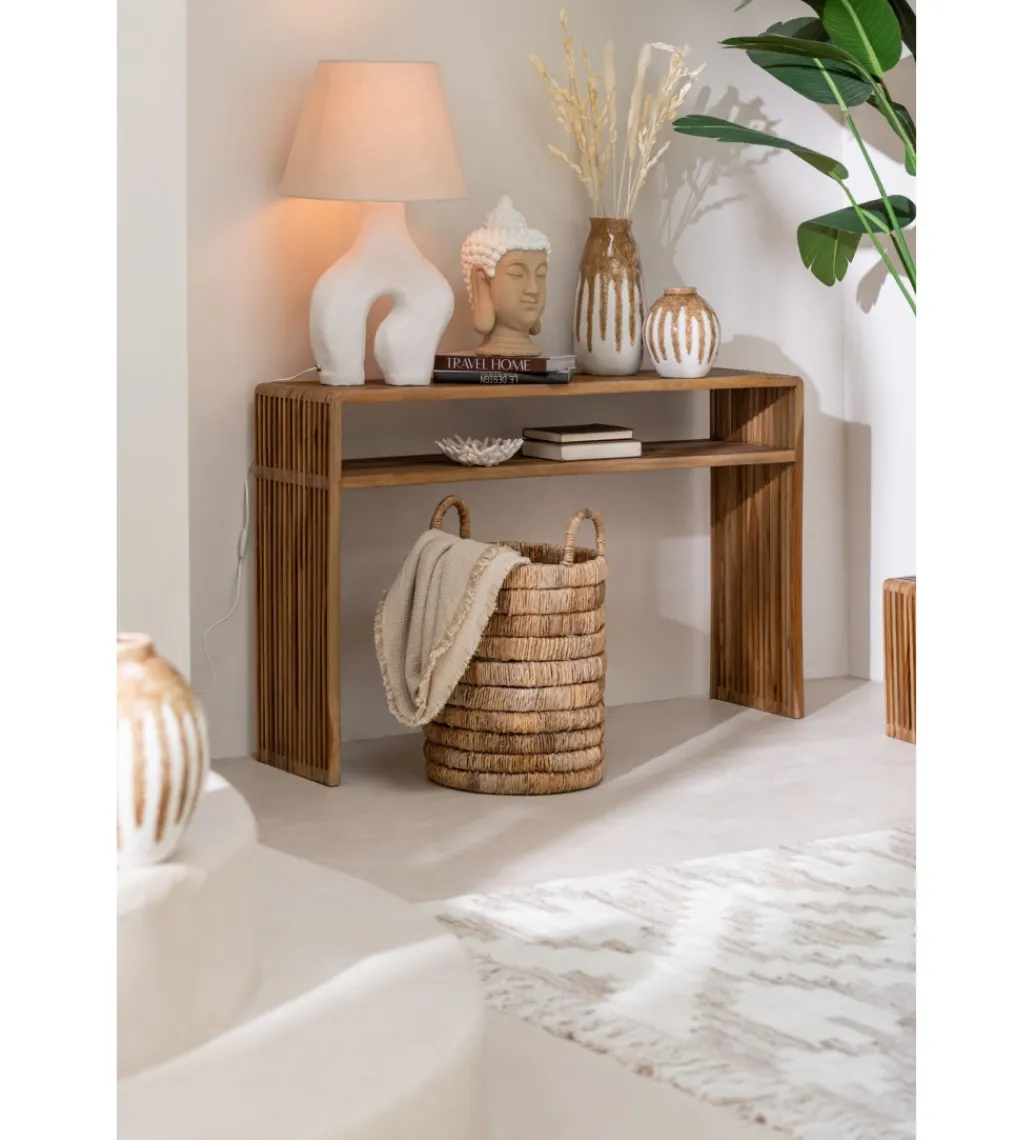 J-Line Zestaw 2 konsol SHELIS 130 cm 118 cm drewno teak
