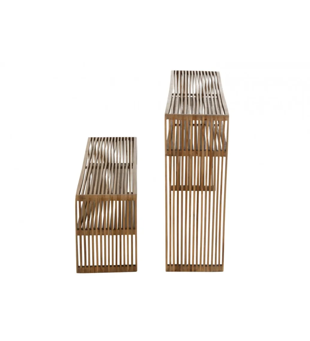 J-Line Zestaw 2 konsol SHELIS 130 cm 118 cm drewno teak