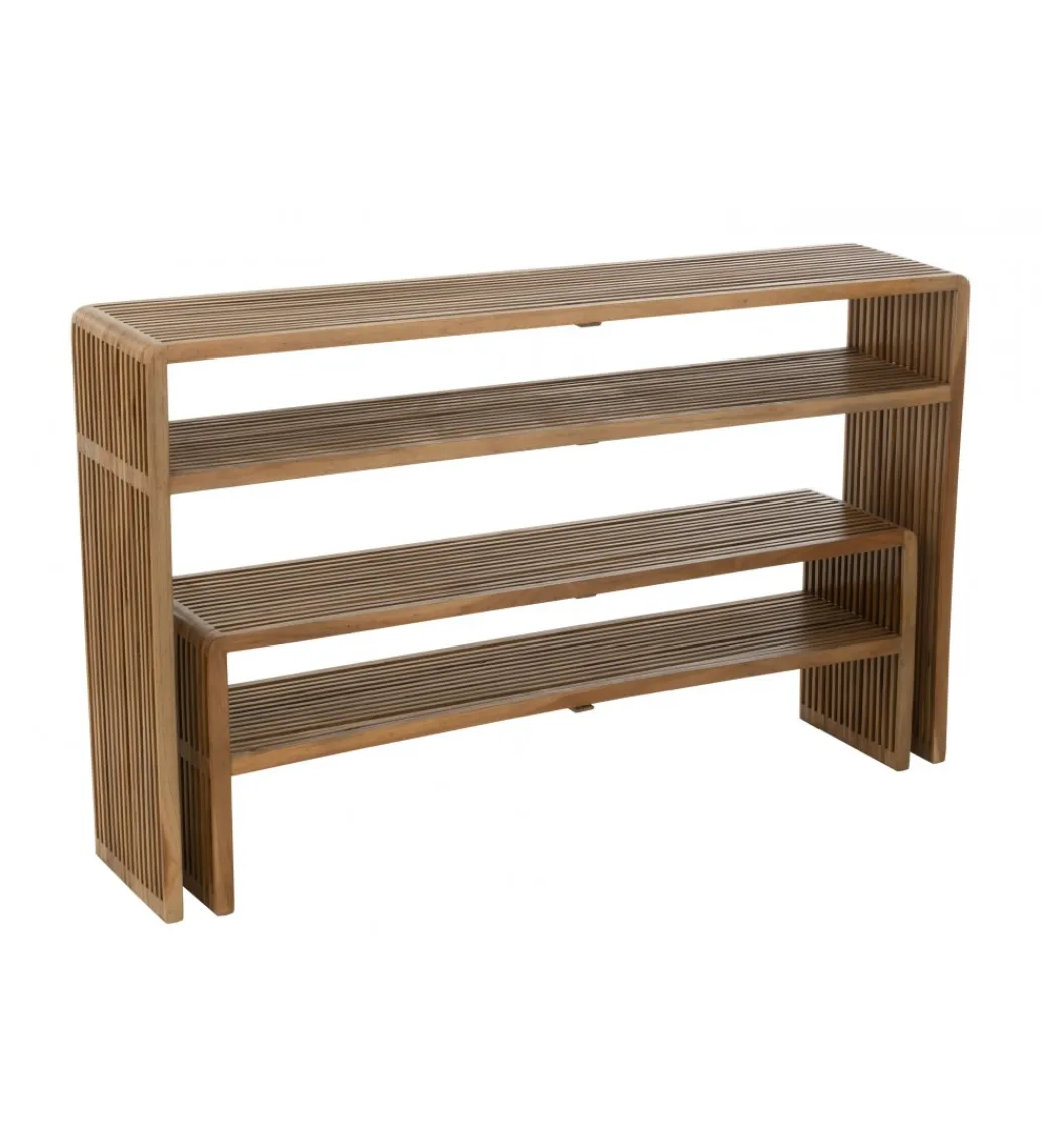 J-Line Zestaw 2 konsol SHELIS 130 cm 118 cm drewno teak