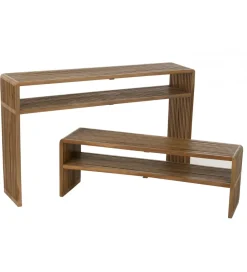 J-Line Zestaw 2 konsol SHELIS 130 cm 118 cm drewno teak