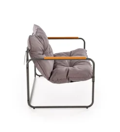 Halmar Zestaw ogrodowy HUDSON sofa 116 cm dwa fotele 75 cm ława 68 cm popielaty brązowy