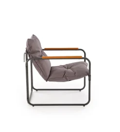 Halmar Zestaw ogrodowy HUDSON sofa 116 cm dwa fotele 75 cm ława 68 cm popielaty brązowy
