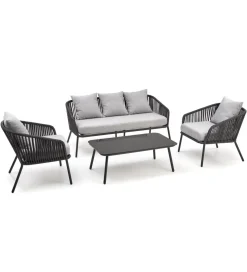 Halmar Zestaw ogrodowy ROCCA ciemnoszary - sofa + 2 x fotel + ława