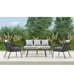 Halmar Zestaw ogrodowy ROCCA ciemnoszary - sofa + 2 x fotel + ława