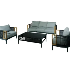 Exclusivas Zestaw ogrodowy TWOSOULME SOFA 198 cm dwa fotele 74 cm i stolik kawowy 128 cm