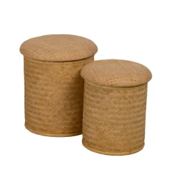 Zona-Design Zestaw 2 puf BROGLA z schowkiem 40 cm 35 cm ratan