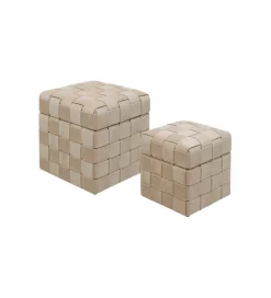 KARE Zestaw 2 stołków WEAVE beżowe