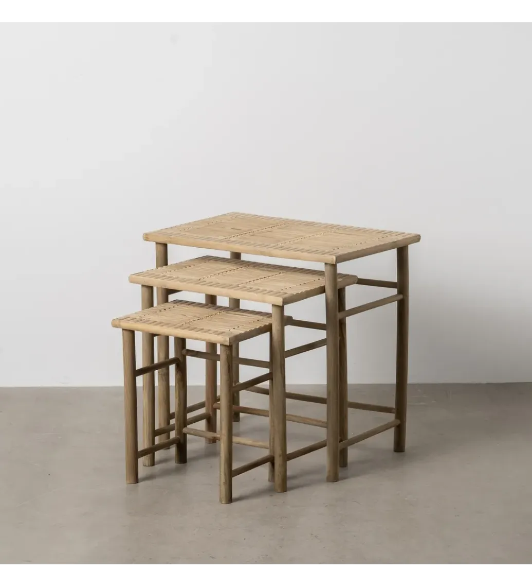 Zona-Design Zestaw stolików BAMBÚ 57 cm 45 cm 34 cm bambus