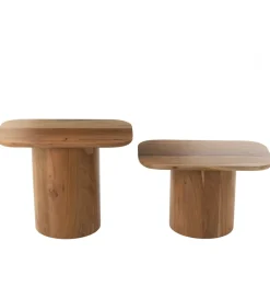 J-Line Zestaw 2 stolików kawowych ACATA 60 cm 80 cm drewno akacja