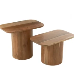 J-Line Zestaw 2 stolików kawowych ACATA 60 cm 80 cm drewno akacja