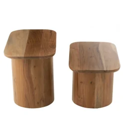 J-Line Zestaw 2 stolików kawowych ACATA 60 cm 80 cm drewno akacja