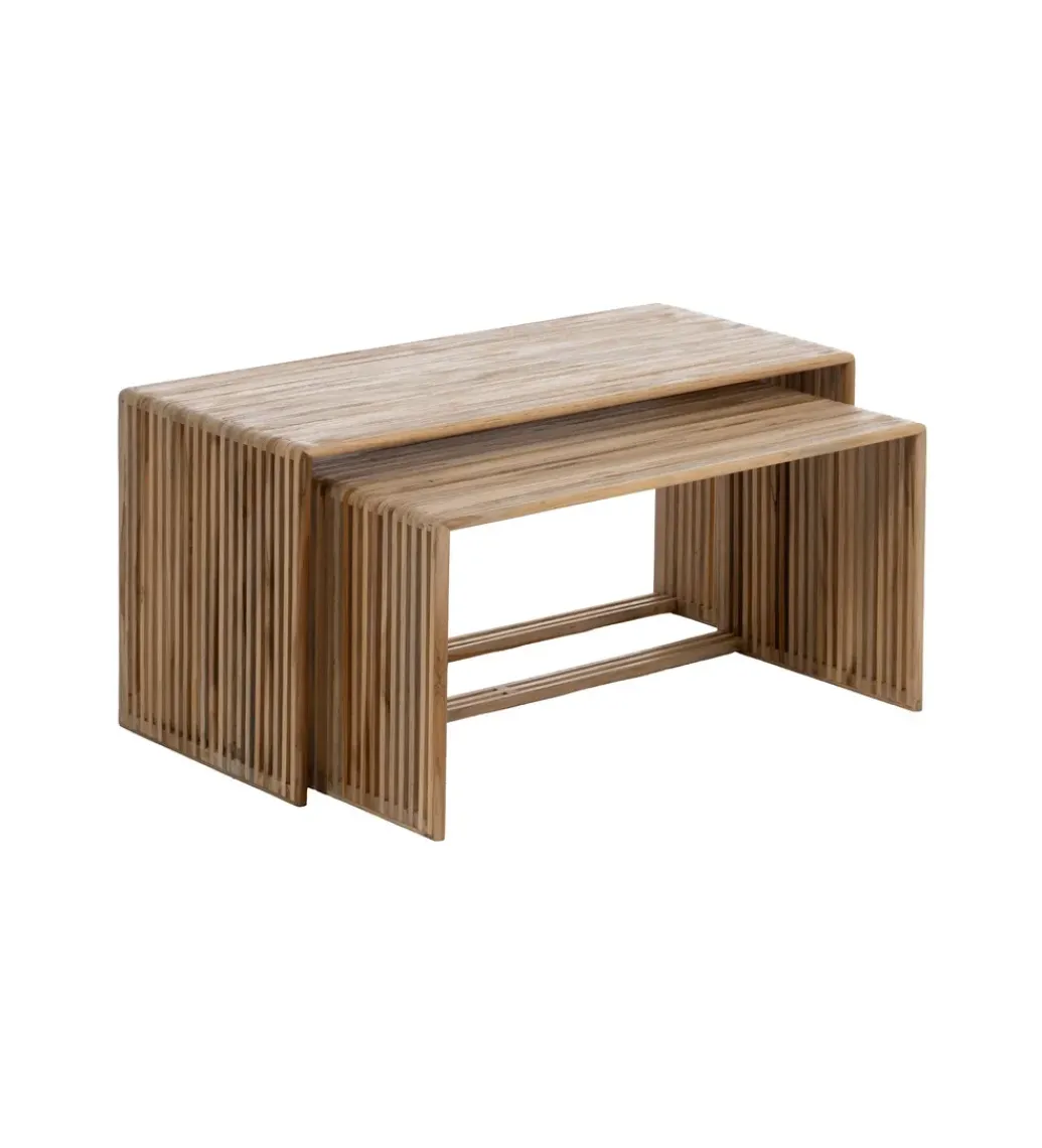 Zona-Design Zestaw 2 stolików kawowych BELLAMONTE 85 cm 75 cm drewno teak