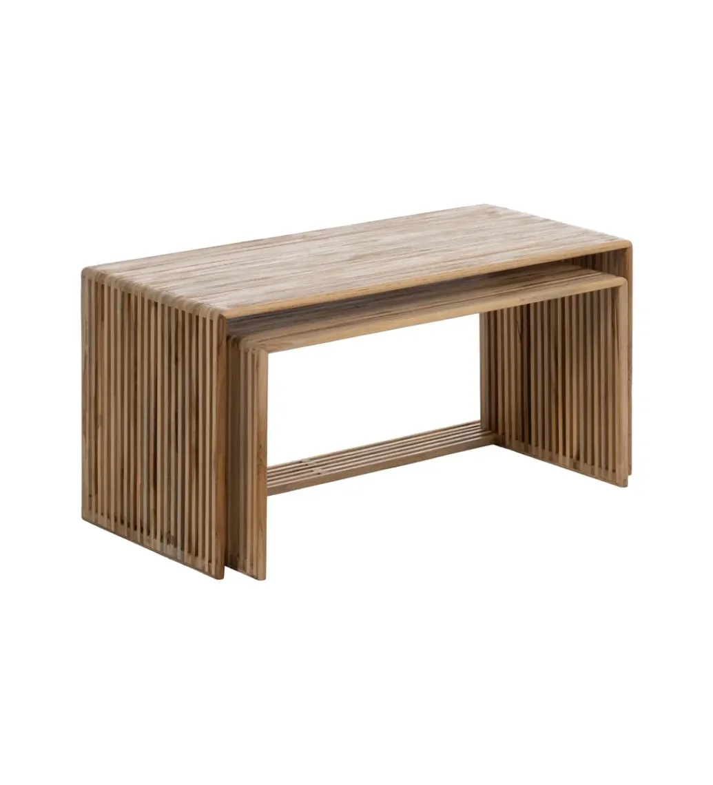 Zona-Design Zestaw 2 stolików kawowych BELLAMONTE 85 cm 75 cm drewno teak