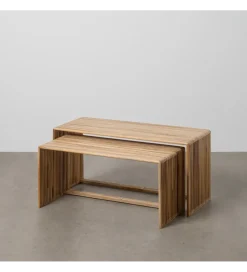 Zona-Design Zestaw 2 stolików kawowych BELLAMONTE 85 cm 75 cm drewno teak
