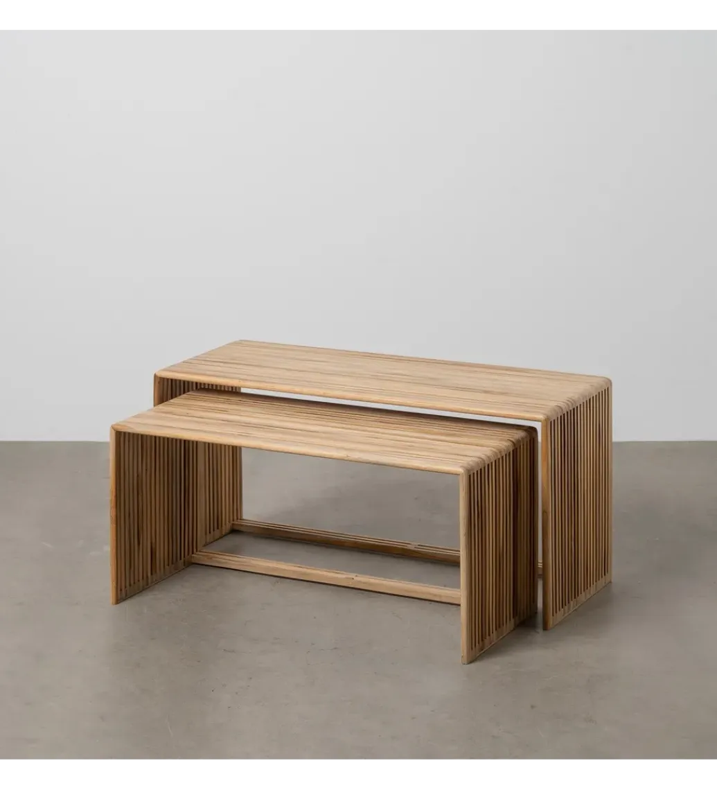 Zona-Design Zestaw 2 stolików kawowych BELLAMONTE 85 cm 75 cm drewno teak