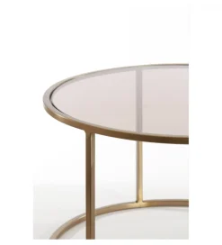 L&L Zestaw 2 stolików kawowych DUARTE 65 cm 75 cm szklane złote brąz