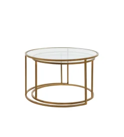 L&L Zestaw 2 stolików kawowych DUARTE 65 cm 75 cm szklane złote