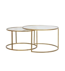 L&L Zestaw 2 stolików kawowych DUARTE 65 cm 75 cm szklane złote