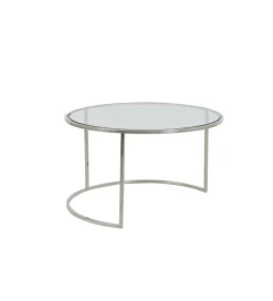L&L Zestaw 2 stolików kawowych DUARTE 65 cm 75 cm szklane niklowane