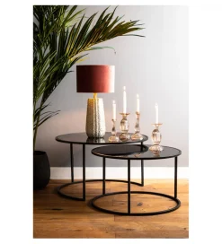 L&L Zestaw 2 stolików kawowych DUARTE 65 cm 75 cm czarne