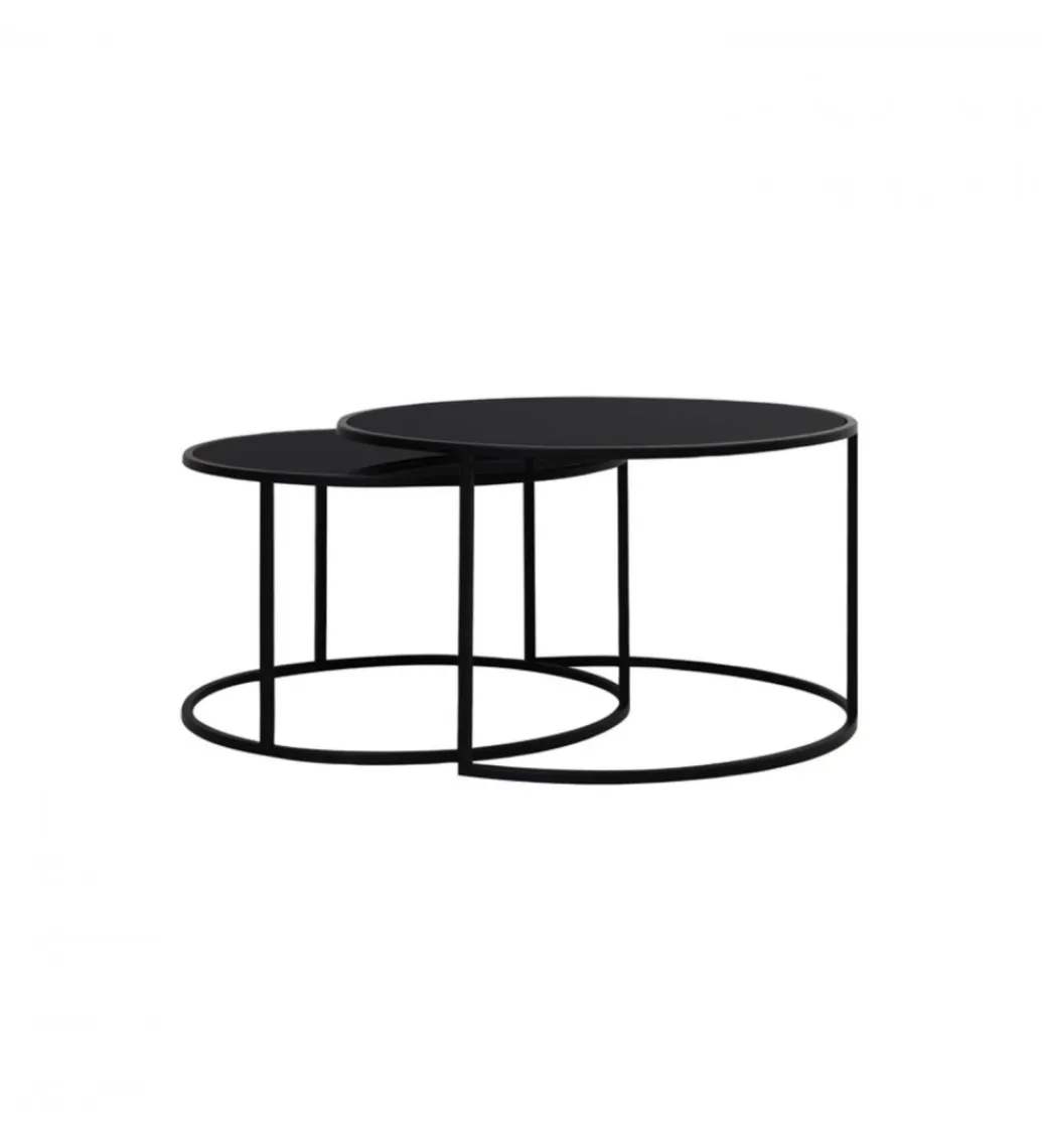 L&L Zestaw 2 stolików kawowych DUARTE 65 cm 75 cm czarne