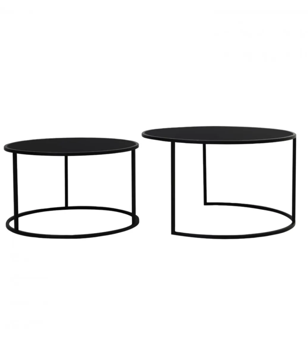 L&L Zestaw 2 stolików kawowych DUARTE 65 cm 75 cm czarne
