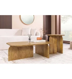 Invicta Interior Zestaw 2 stolików kawowych GATSBY 100 cm 45 cm drewno mango