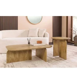 Invicta Interior Zestaw 2 stolików kawowych GATSBY 100 cm 45 cm drewno mango