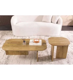 Invicta Interior Zestaw 2 stolików kawowych GATSBY 100 cm 45 cm drewno mango