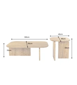 Invicta Interior Zestaw 2 stolików kawowych GATSBY 100 cm 45 cm drewno mango