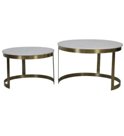 L&L Zestaw 2 stolików kawowych PERLATO 60 cm 75 cm białe antyczny brąz