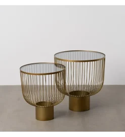 Zona-Design Zestaw 2 stolików kawowych RAG 50 cm 42 cm złote