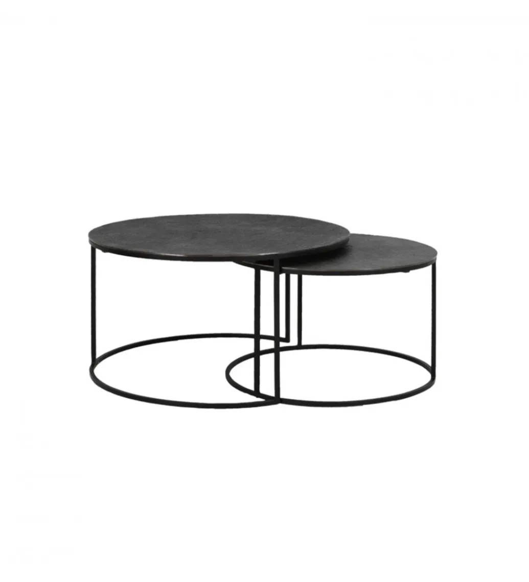 L&L Zestaw 2 stolików kawowych RENGO 61 cm 76 cm czarne