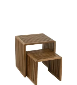 J-Line Zestaw 2 stolików kawowych SHELIS 50 cm 40 cm drewno teak