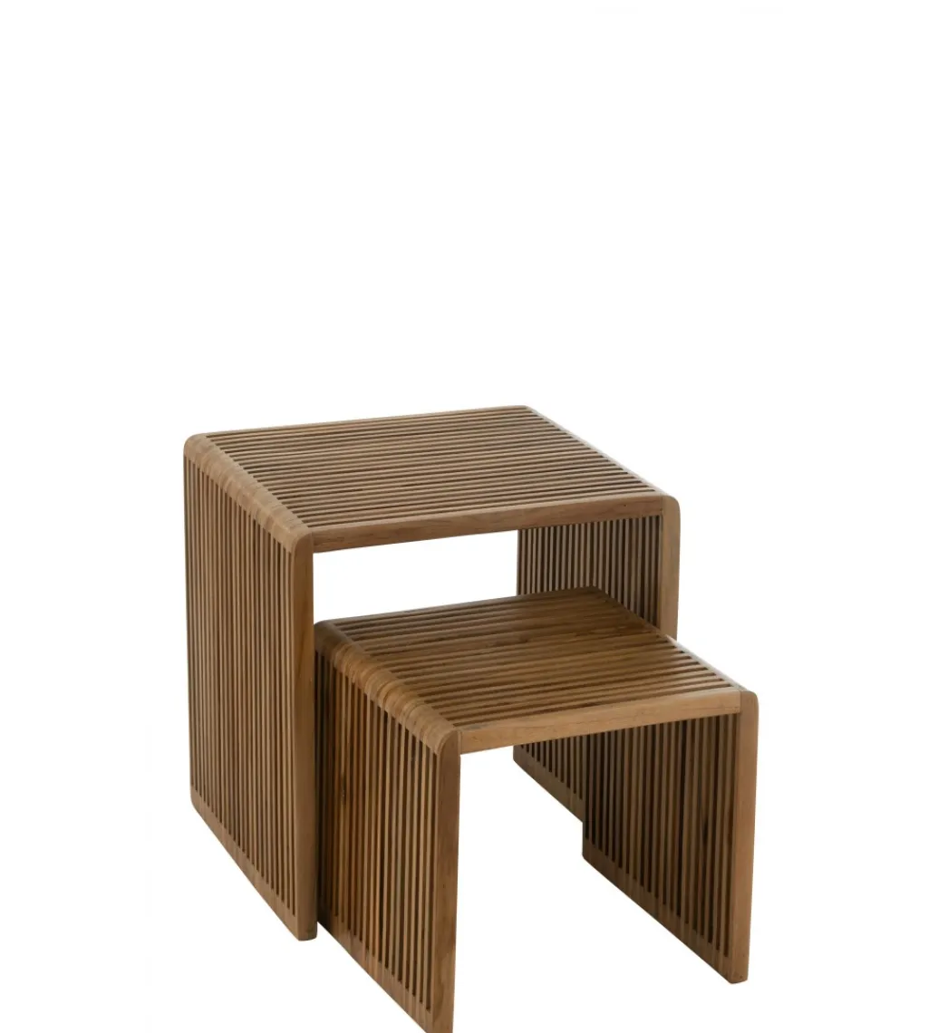 J-Line Zestaw 2 stolików kawowych SHELIS 50 cm 40 cm drewno teak