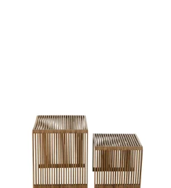 J-Line Zestaw 2 stolików kawowych SHELIS 50 cm 40 cm drewno teak