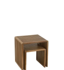 J-Line Zestaw 2 stolików kawowych SHELIS 50 cm 40 cm drewno teak