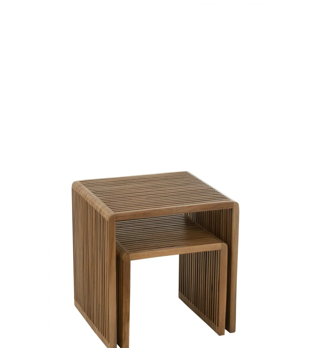 J-Line Zestaw 2 stolików kawowych SHELIS 50 cm 40 cm drewno teak