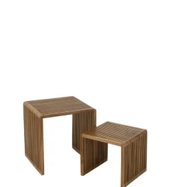 J-Line Zestaw 2 stolików kawowych SHELIS 50 cm 40 cm drewno teak