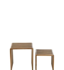 J-Line Zestaw 2 stolików kawowych SHELIS 50 cm 40 cm drewno teak