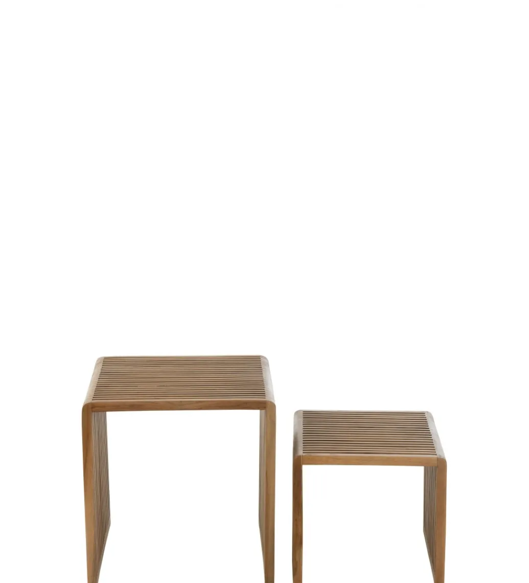 J-Line Zestaw 2 stolików kawowych SHELIS 50 cm 40 cm drewno teak