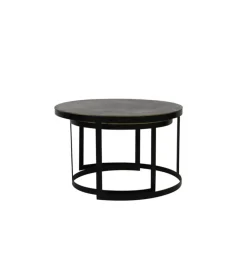L&L Zestaw 2 stolików kawowych TRELO 62 cm 76 cm antyczny brąz czarny