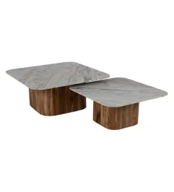 Zona-Design Zestaw 2 stolików kawowych UGUP 100 cm i 80 cm marmur