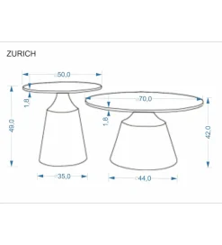 Halmar Zestaw 2 stolików kawowych ZURICH 70 cm 50 cm blat trawertyn podstawa kaszmir