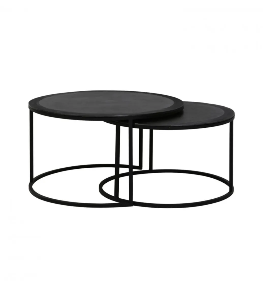 L&L Zestaw 2 stolików TALCA 75 cm 67 cm czarny