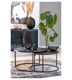 L&L Zestaw 2 stolików TALCA 75 cm 67 cm czarny