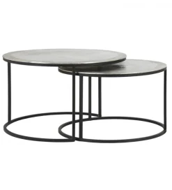 L&L Zestaw 2 stolików TALCA 75 cm 67 cm nikiel
