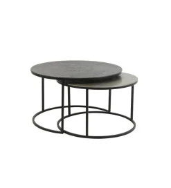 L&L Zestaw 2 stolików TALCA 75 cm 67 cm srebrne
