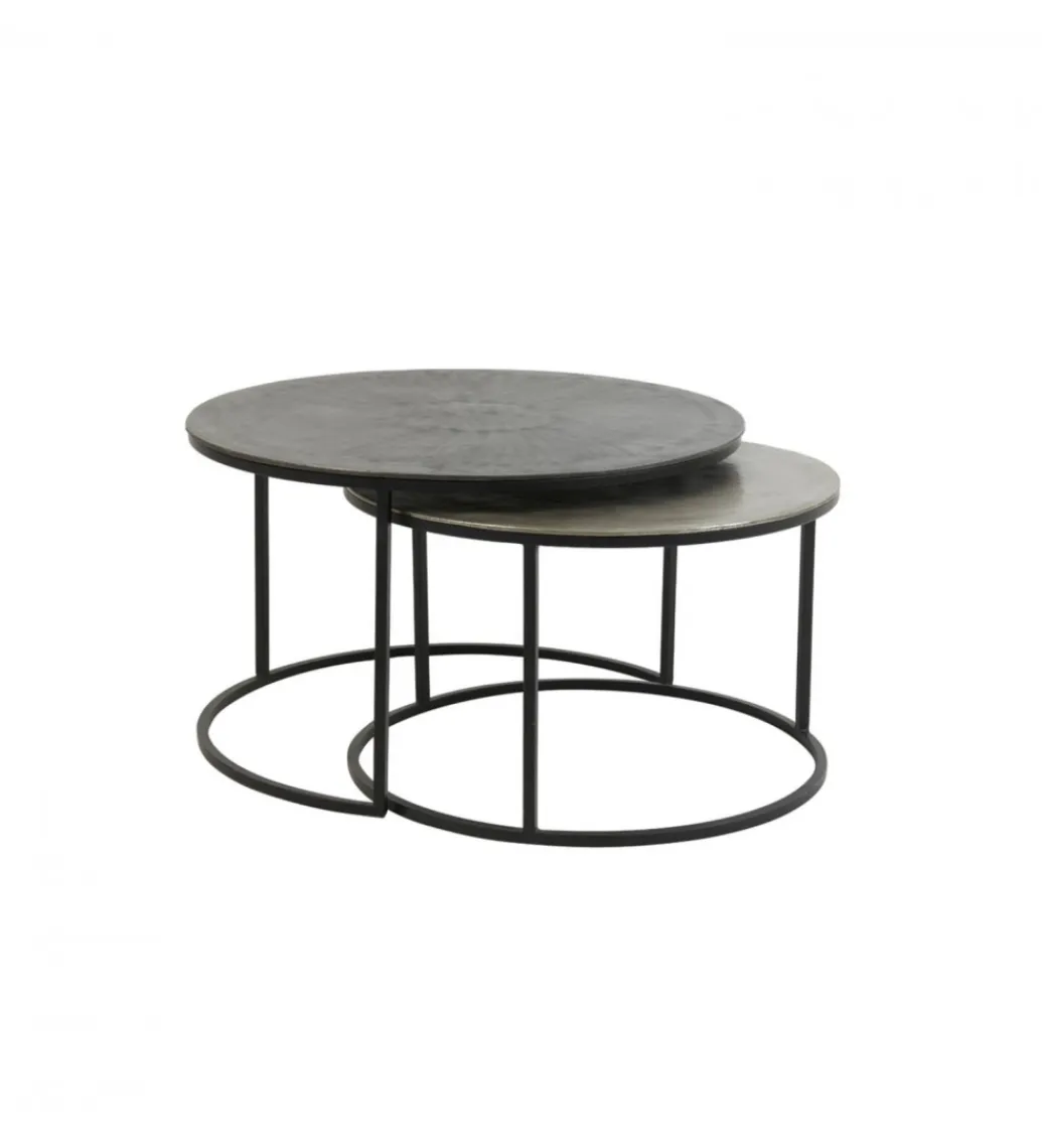 L&L Zestaw 2 stolików TALCA 75 cm 67 cm srebrne