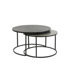 L&L Zestaw 2 stolików TALCA 75 cm 67 cm srebrne